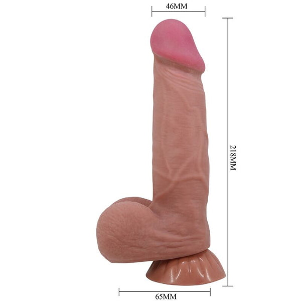 Pretty sliding skin series dildo realístico con ventosa piel deslizante moreno 21.8 cm
