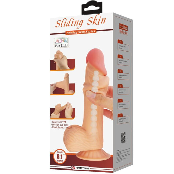 Pretty sliding skin series dildo realístico con ventosa piel deslizante 20.6 cm