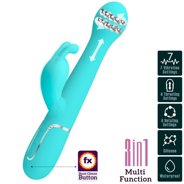 Dejon vibrador rabbit 3 en 1 multifunción verde agua
