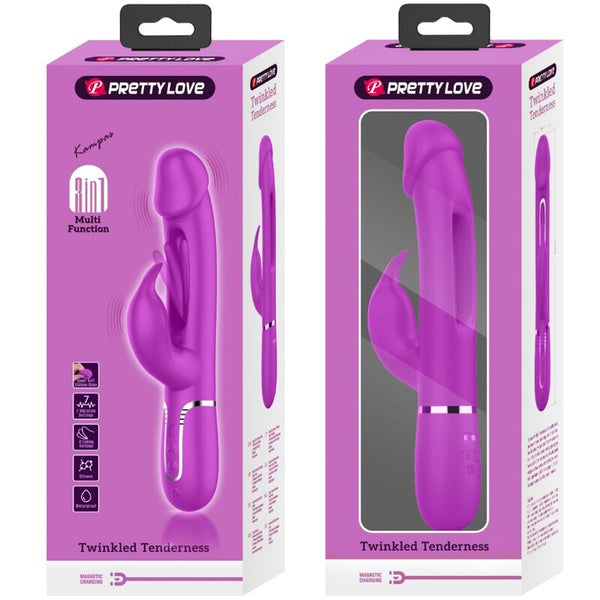 Kampas vibrador rabbit 3 en 1 multifunción con lengua fucsia