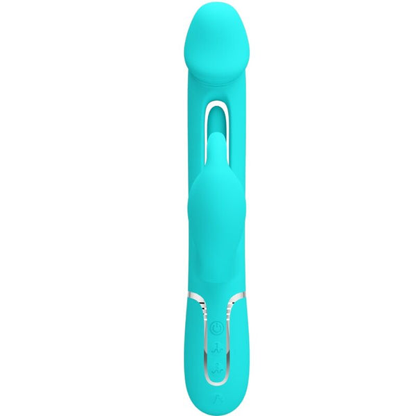 Kampas vibrador rabbit 3 en 1 multifunción con lengua verde agua