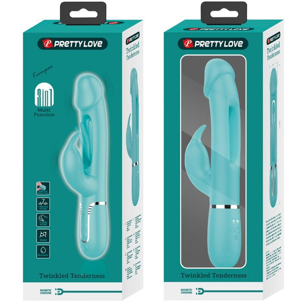 Kampas vibrador rabbit 3 en 1 multifunción con lengua verde agua
