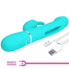Kampas vibrador rabbit 3 en 1 multifunción con lengua verde agua