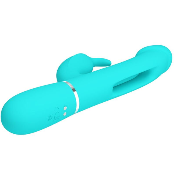 Kampas vibrador rabbit 3 en 1 multifunción con lengua verde agua