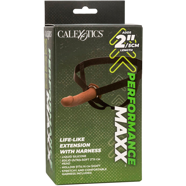 Calexotics performance maxx extensión realista con arnés piel moreno