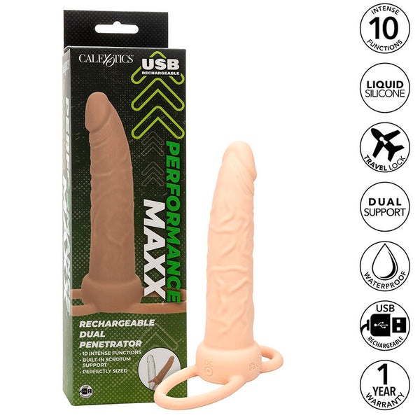 Calexotics performance maxx doble penetrador recargable piel claro