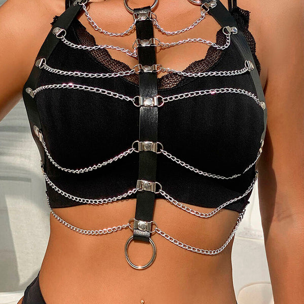 Subblime arnés de pecho cadenas cuero negro talla única