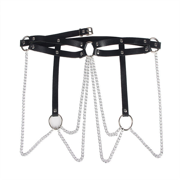 Subblime cinturon de cadenas anillas cuero negro talla única
