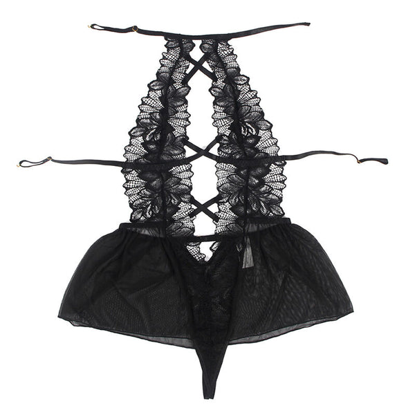 Subblime teddy cuello halter espalda descubierta encaje negro