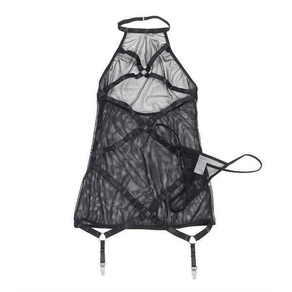 Subblime vestido transparente cuello halter negro