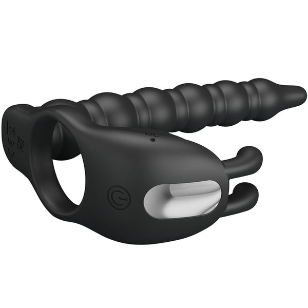 Blackney anillo pene con plug vibrador negro
