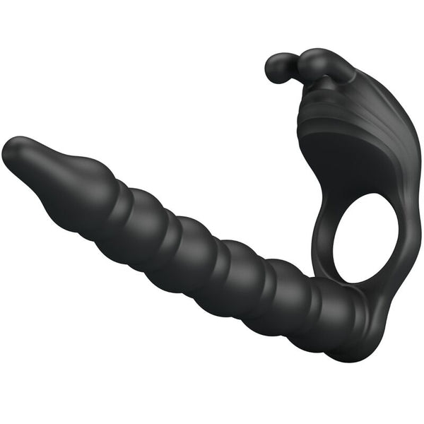 Blackney anillo pene con plug vibrador negro