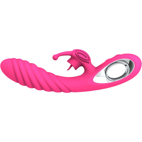 Vicky vibrador rabbit con lengua pull ring fucsia