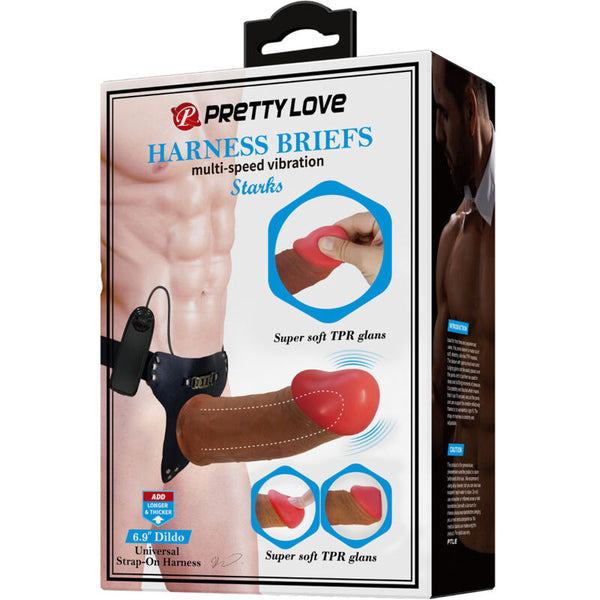 Pretty starks arnés briefs vibración multi velocidad dildo 17 5 cm mulato