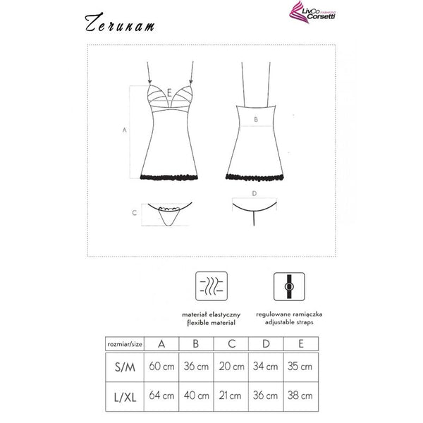 Livco zerunam set babydoll con tanga negro