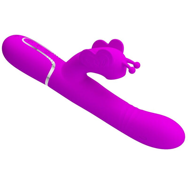 Vibrador rabbit multifunción 4 en 1 mariposa fucsia pretty love