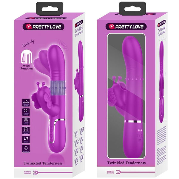 Vibrador rabbit multifunción 4 en 1 mariposa fucsia pretty love