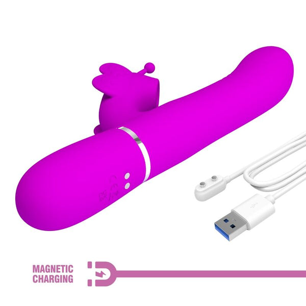 Vibrador rabbit multifunción 4 en 1 mariposa fucsia pretty love