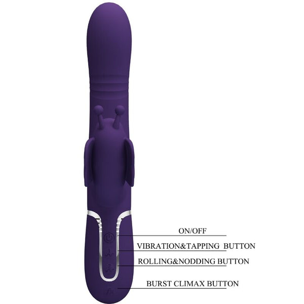 Vibrador rabbit multifunción 4 en 1 mariposa morado pretty love