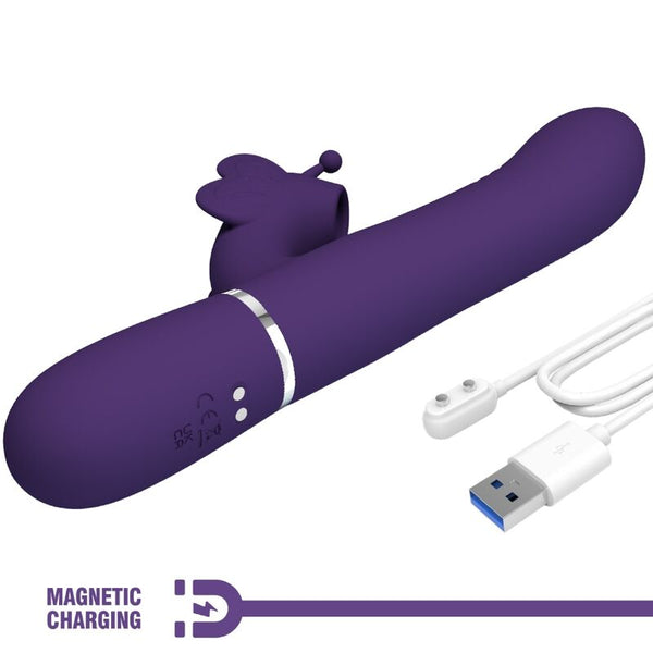 Vibrador rabbit multifunción 4 en 1 mariposa morado pretty love