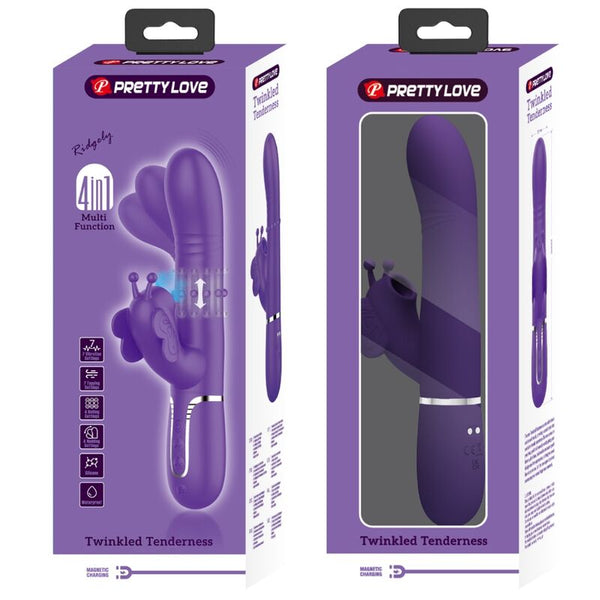 Vibrador rabbit multifunción 4 en 1 mariposa morado pretty love