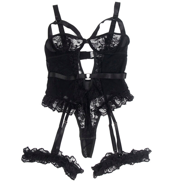 Subblime teddy con liga detalle encajes y tiras negro