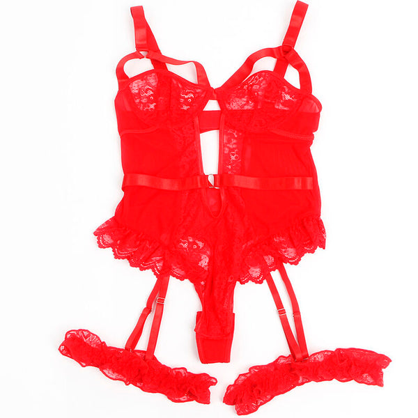 Subblime teddy con liga detalle encaje y tiras rojo