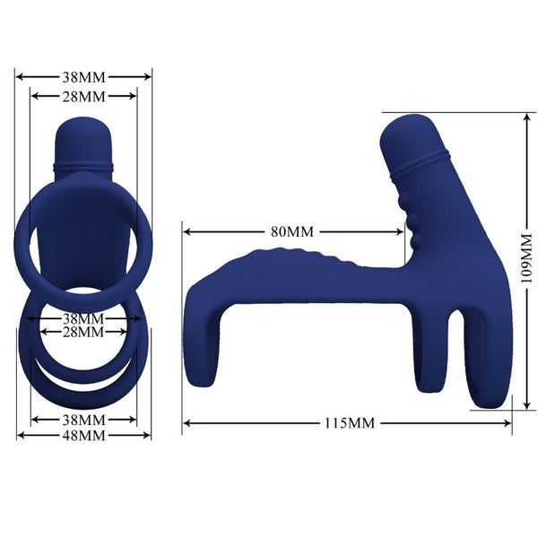 Elish anillo vibrador con extensión azul