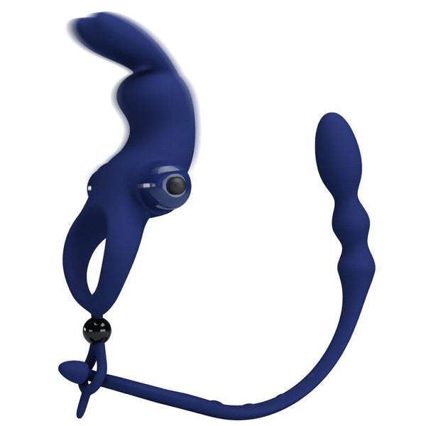 Ayad anillo vibrador rabbit con plug azul
