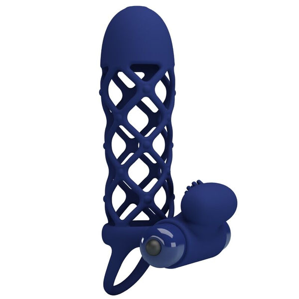 Giann anillo vibrador con funda de silicona azul