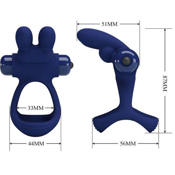 Francisco doble anillo vibrador rabbit azul