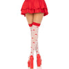 Leg calcetines altos champiñones rojo blanco