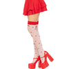 Leg calcetines altos champiñones rojo blanco