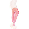 Leg medias con aberturas corazon y lazos rosa
