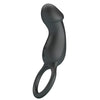 Trae anillo vibrador con estimulador negro
