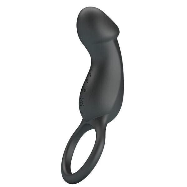 Trae anillo vibrador con estimulador negro