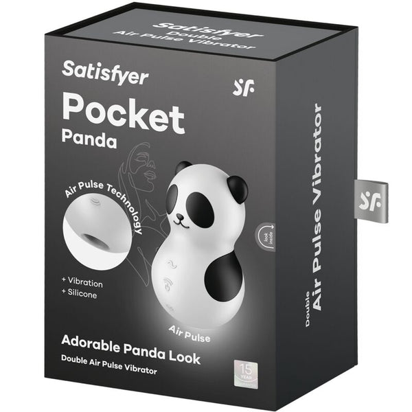 Vibrador blanco y negro satisfyer pocket panda estimulador y