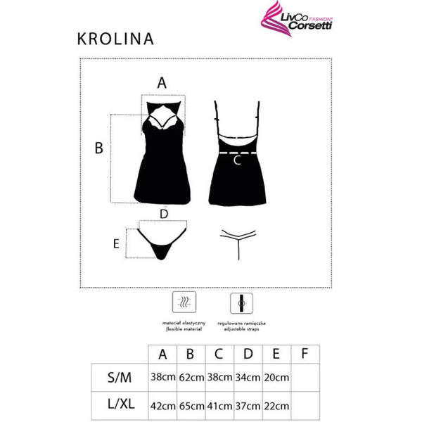 Livco krolina lc 90734 chemise con tanga negro l xl