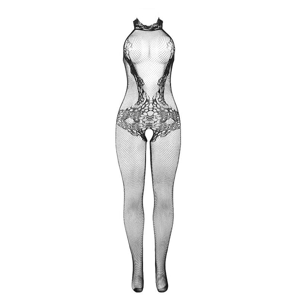 Subblime 951801 body con abertura de rejilla y encaje con cuello alto negro talla única