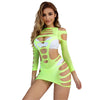Subblime 952280 vestido de rejilla elástico manga larga verde talla única