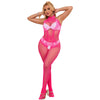 Subblime 952389 body con abertura de rejilla y encaje con cuello alto rosa talla única