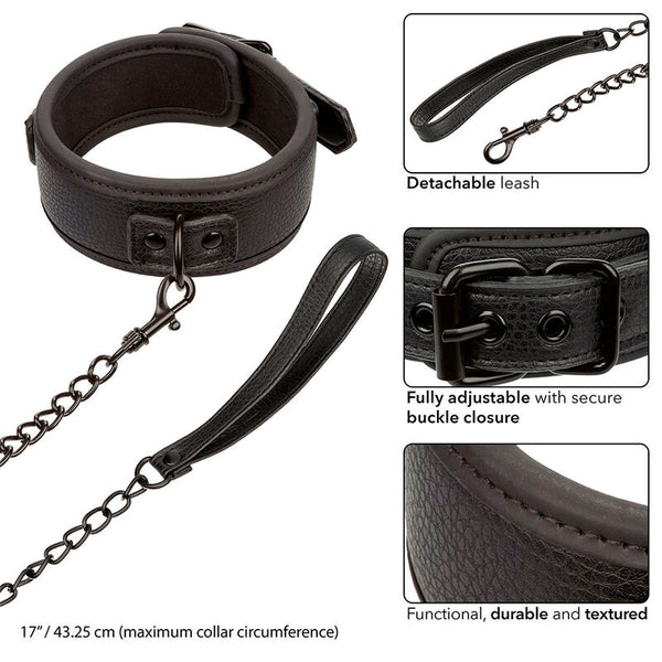 Calexotics nocturnal collar y correa cuero ajustable negro