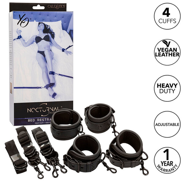 Calexotics nocturnal restricciones de cama cuero ajustable negro