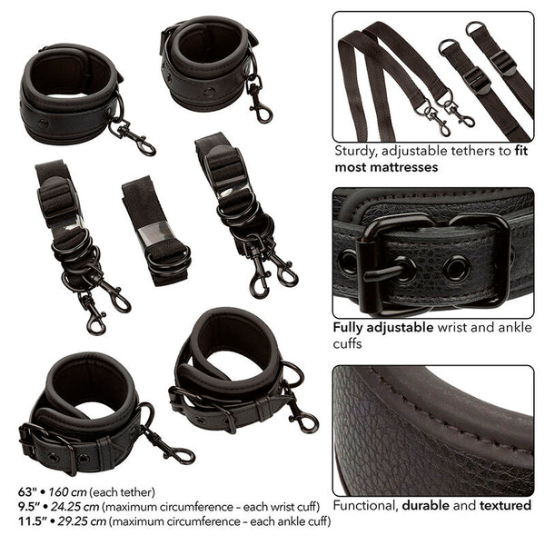 Calexotics nocturnal restricciones de cama cuero ajustable negro