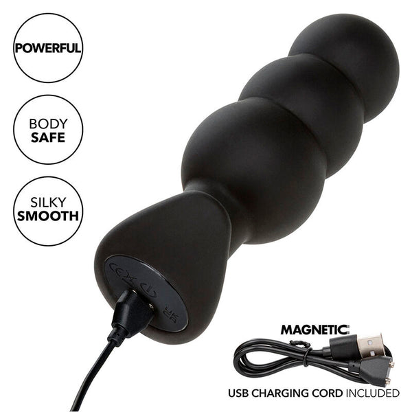 Calexotics rock bottom plug anal con cuentas 10 vibraciones silicona negro