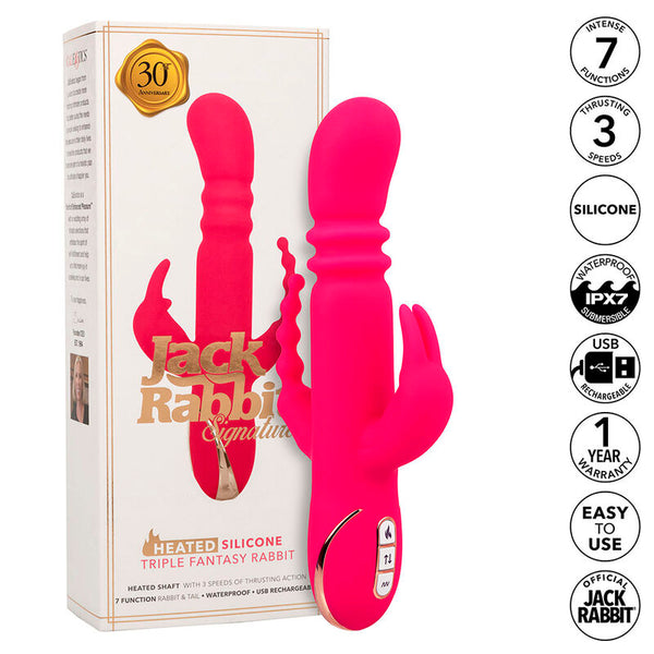 Jack fantasy triple vibrador calentable rabbit rosa