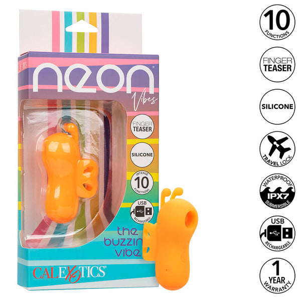 Neon vibes the buzzing vibe estimulador de dedo 10 vibraciones naranja