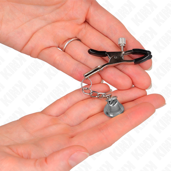 Kink pinzas para pezones con colgante de campana plateado 6 cm
