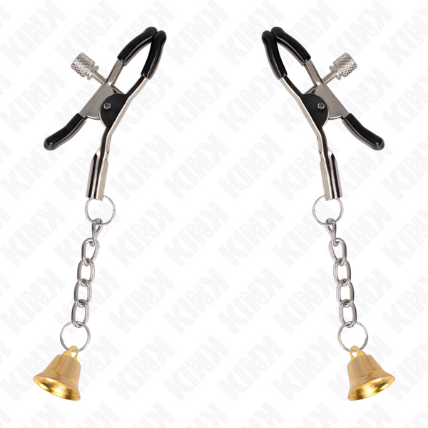 Kink pinzas para pezones con colgante de campana dorado 6 cm