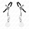 Kink pinzas para pezones plateadas con colgante de vidrio 6 cm